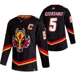 Herren Calgary Flames Eishockey Trikot Mark Giordano #5 2022 Reverse Retro Schwarz Authentic